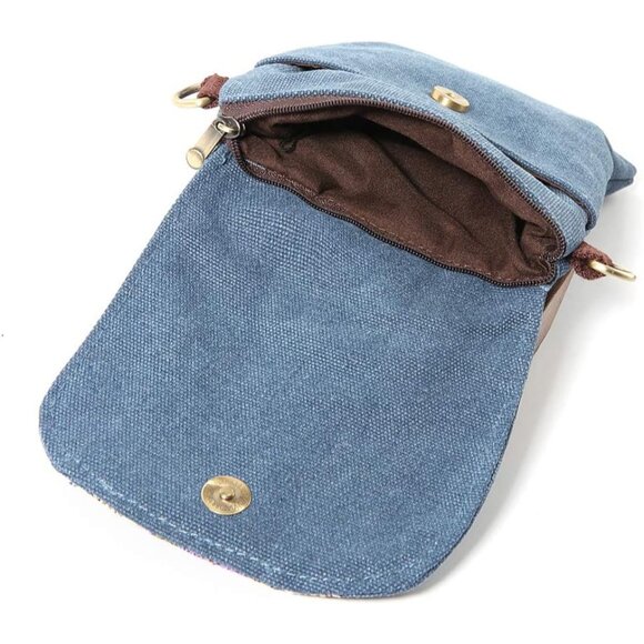 Women's Navy Blue 03 Vintage Embroidered Cute Mini Cross Body Bag Small Handbag - Picture 6 of 6